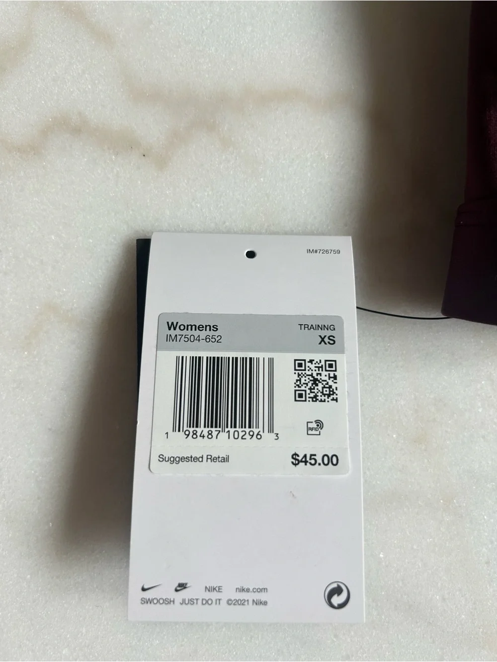Nike Swoosh Dri-FIT Sports Bra Burgundy XS NWT